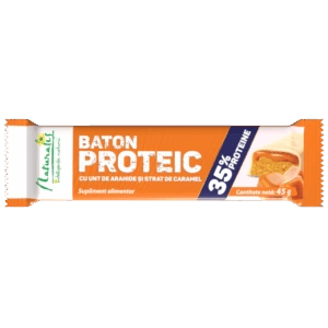 Naturalis Baton proteic cu unt de arahide si strat de caramel x 45g