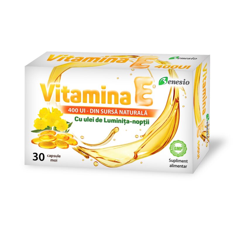 Vitamina E 400 U.I. cu ulei de luminita noptii Benesio x 30 capsule Vitamina E 400 U.I. cu ulei de luminita noptii Benesio x 30 capsule